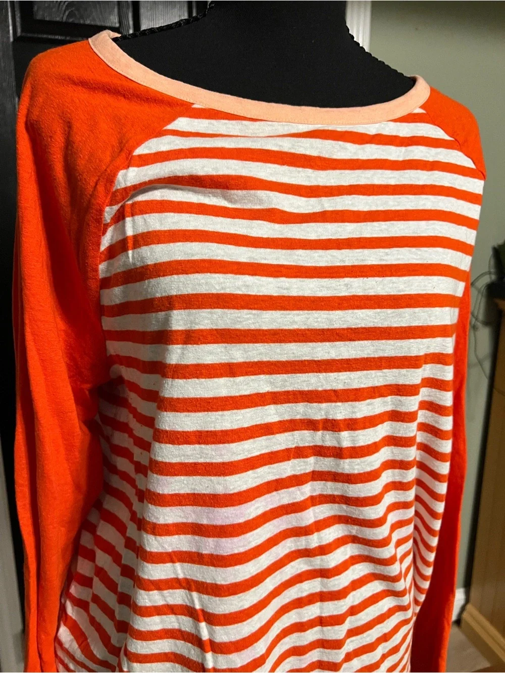 J. Crew Orange and White Striped Long-Sleeve Top